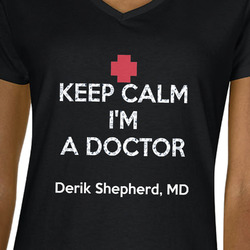 Medical Doctor Women's V-Neck T-Shirt - Black (Personalized)