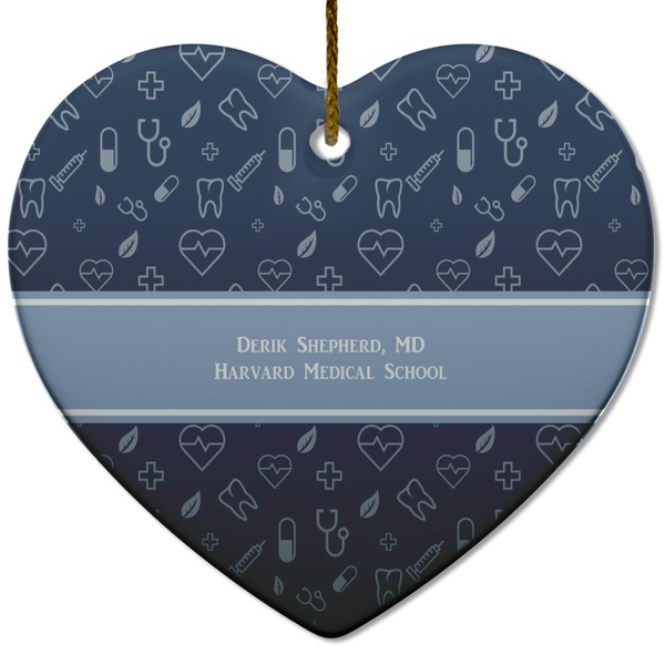 Custom Medical Doctor Heart Ceramic Ornament w/ Name or Text