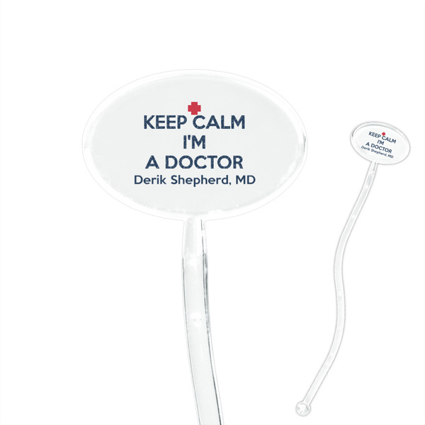 Custom Medical Doctor 7" Oval Plastic Stir Sticks - Clear (Personalized)