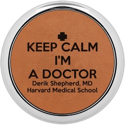 Medical Doctor Set of 4 Leatherette Round Coasters w/ Silver Edge (Personalized)