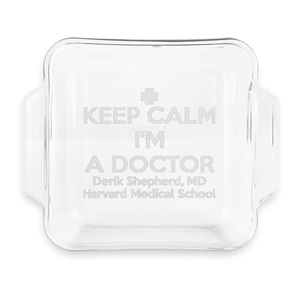 Custom Medical Doctor Glass Cake Dish with Truefit Lid - 8in x 8in (Personalized)