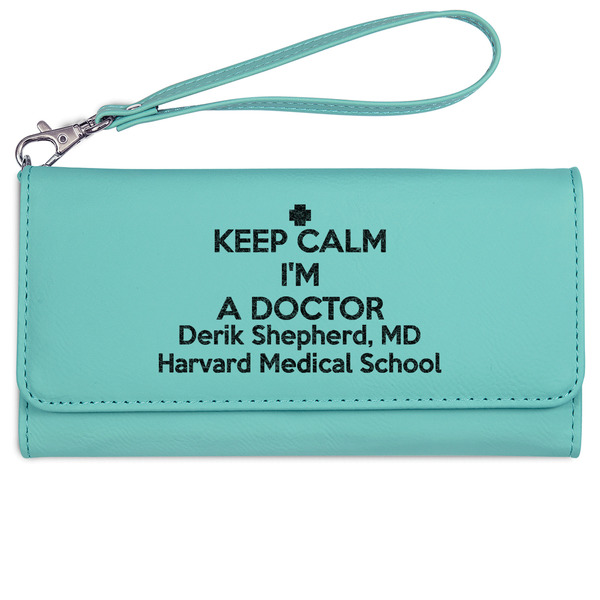 Custom Medical Doctor Ladies Leatherette Wallet - Laser Engraved- Teal (Personalized)