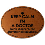 Medical Doctor Faux Leather Iron On Patch - Oval (Personalized)