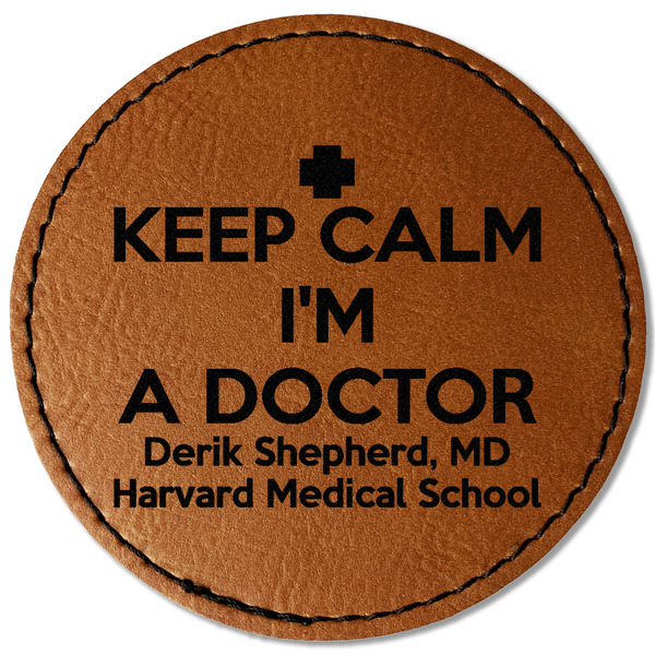 Custom Medical Doctor Faux Leather Iron On Patch - Round (Personalized)