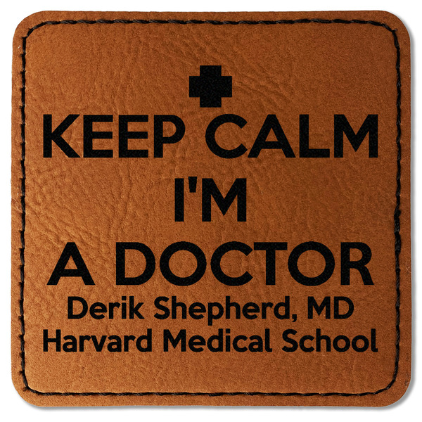 Custom Medical Doctor Faux Leather Iron On Patch - Square (Personalized)