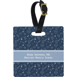 Medical Doctor Plastic Luggage Tag - Square w/ Name or Text