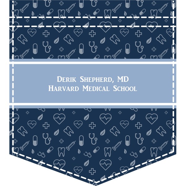 Custom Medical Doctor Iron On Faux Pocket (Personalized)