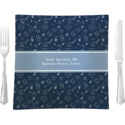 Medical Doctor 9.5" Glass Square Lunch / Dinner Plate- Single or Set of 4 (Personalized)