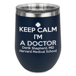 Medical Doctor Stemless Stainless Steel Wine Tumbler - Navy - Double Sided (Personalized)