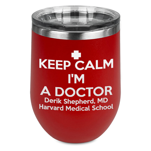 Custom Medical Doctor Stemless Stainless Steel Wine Tumbler - Red - Double Sided (Personalized)