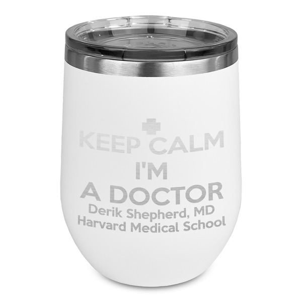 Custom Medical Doctor Stemless Stainless Steel Wine Tumbler - White - Single Sided (Personalized)