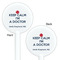 Medical Doctor White Plastic 5.5" Stir Stick - Double Sided - Round - Front & Back