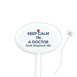 Medical Doctor 7" Oval Plastic Stir Sticks - White - Single Sided (Personalized)