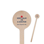 Medical Doctor 6" Round Wooden Stir Sticks - Single Sided (Personalized)