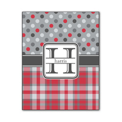 Red & Gray Dots and Plaid Wood Print - 11x14 (Personalized)