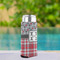 Red & Gray Dots and Plaid Can Cooler - Tall 12oz - In Context