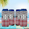 Red & Gray Dots and Plaid 16oz Can Sleeve - Set of 4 - LIFESTYLE