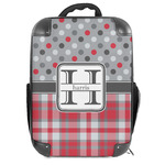 Red & Gray Dots and Plaid 18" Hard Shell Backpack (Personalized)