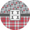 Red & Gray Dots and Plaid 2" Multipurpose Round Labels - Single Sticker