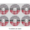 Red & Gray Dots and Plaid 3" Multipurpose Round Labels - Sheet