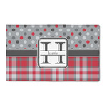 Red & Gray Dots and Plaid 3' x 5' Indoor Area Rug (Personalized)