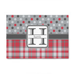 Red & Gray Dots and Plaid 4' x 6' Indoor Area Rug (Personalized)