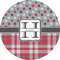 Red & Gray Dots and Plaid 5" Multipurpose Round Label - Single Sticker