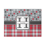 Red & Gray Dots and Plaid 5' x 7' Patio Rug (Personalized)