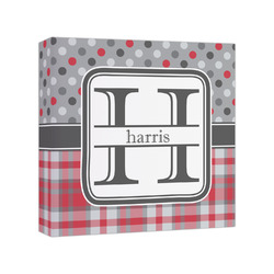 Red & Gray Dots and Plaid Canvas Print - 8x8 (Personalized)