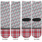 Red & Gray Dots and Plaid Adult Crew Socks - Double Pair - Front and Back - Apvl