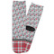 Red & Gray Dots and Plaid Adult Crew Socks - Single Pair - Front and Back