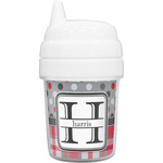 Red & Gray Dots and Plaid Baby Sippy Cup (Personalized)