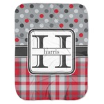 Red & Gray Dots and Plaid Baby Swaddling Blanket (Personalized)