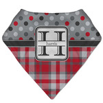 Red & Gray Dots and Plaid Bandana Bib (Personalized)