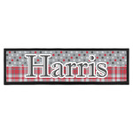 Red & Gray Dots and Plaid Bar Mat - Large (Personalized)