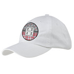 Red & Gray Dots and Plaid Baseball Cap - White (Personalized)