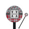 Red & Gray Dots and Plaid Black Plastic 5.5" Stir Stick - Round - Closeup