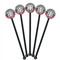 Red & Gray Dots and Plaid Black Plastic 5.5" Stir Stick - Round - Fan View