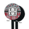 Red & Gray Dots and Plaid Black Plastic 5.5" Stir Stick - Single Sided - Round - Front & Back