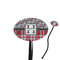 Red & Gray Dots and Plaid Black Plastic 7" Stir Stick - Oval - Closeup