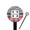 Red & Gray Dots and Plaid Black Plastic 7" Stir Stick - Round - Closeup