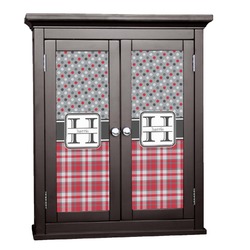 Red & Gray Dots and Plaid Cabinet Decal - Large (Personalized)