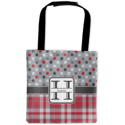 Red & Gray Dots and Plaid Auto Back Seat Organizer Bag (Personalized)