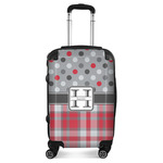 Red & Gray Dots and Plaid Suitcase (Personalized)