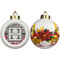 Red & Gray Dots and Plaid Ceramic Christmas Ornament - Poinsettias (APPROVAL)