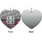 Red & Gray Dots and Plaid Ceramic Flat Ornament - Heart Front & Back (APPROVAL)