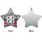 Red & Gray Dots and Plaid Ceramic Flat Ornament - Star Front & Back (APPROVAL)