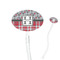 Red & Gray Dots and Plaid Clear Plastic 7" Stir Stick - Oval - Closeup