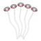 Red & Gray Dots and Plaid Clear Plastic 7" Stir Stick - Oval - Fan