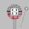 Red & Gray Dots and Plaid Clear Plastic 7" Stir Stick - Round - Closeup